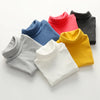 2025 Spring Autumn 2-10 Years Children'S Candy Color Sweet Long Sleeve High Neck Unisex Kids Girl Boy Basic Turtleneck T-Shirt