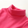 2025 Spring Autumn 2-10 Years Children'S Candy Color Sweet Long Sleeve High Neck Unisex Kids Girl Boy Basic Turtleneck T-Shirt