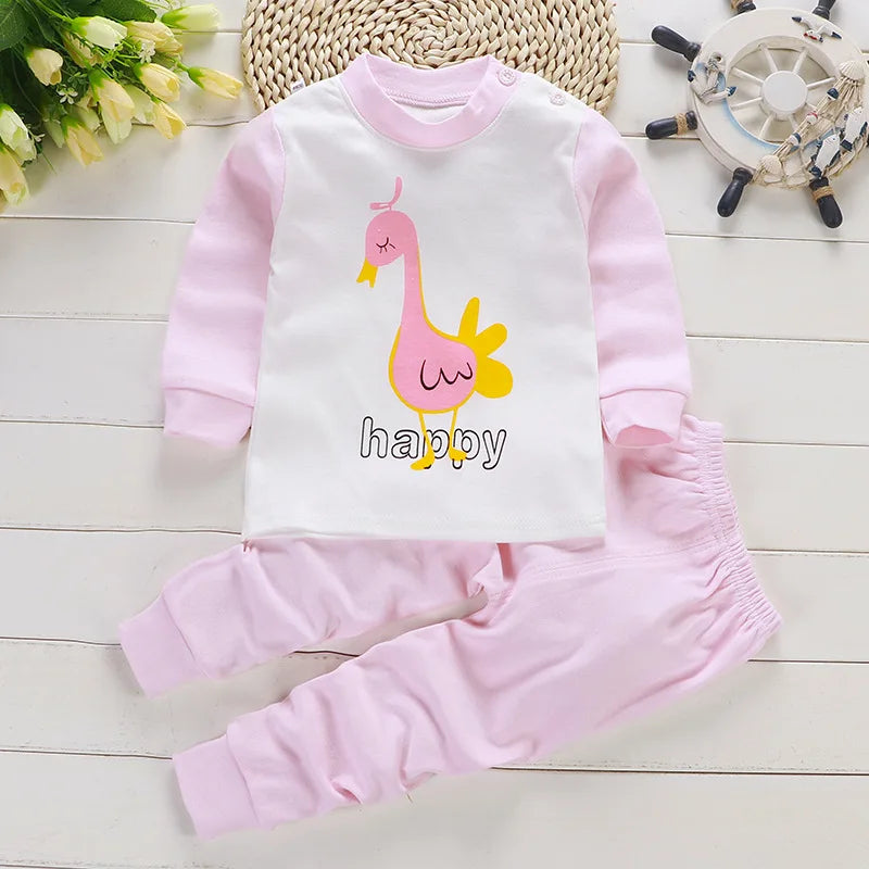 2024 Spring Autumn New Baby Clothing Set Cartoon Cotton Baby Boys Clothing Girls Suit Set 0-3 Year Baby Clothes