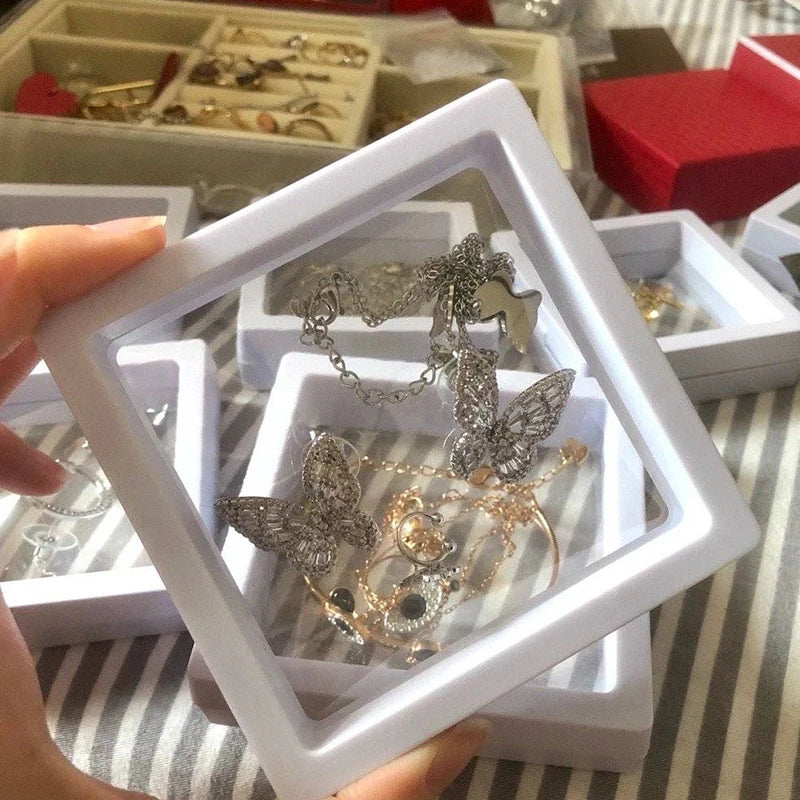 10PCS Plastic 3D Floating Jewelry Display Stands Clear Necklace Bracelet Holder for Gift Shop Storage Organizer Box Wholesale