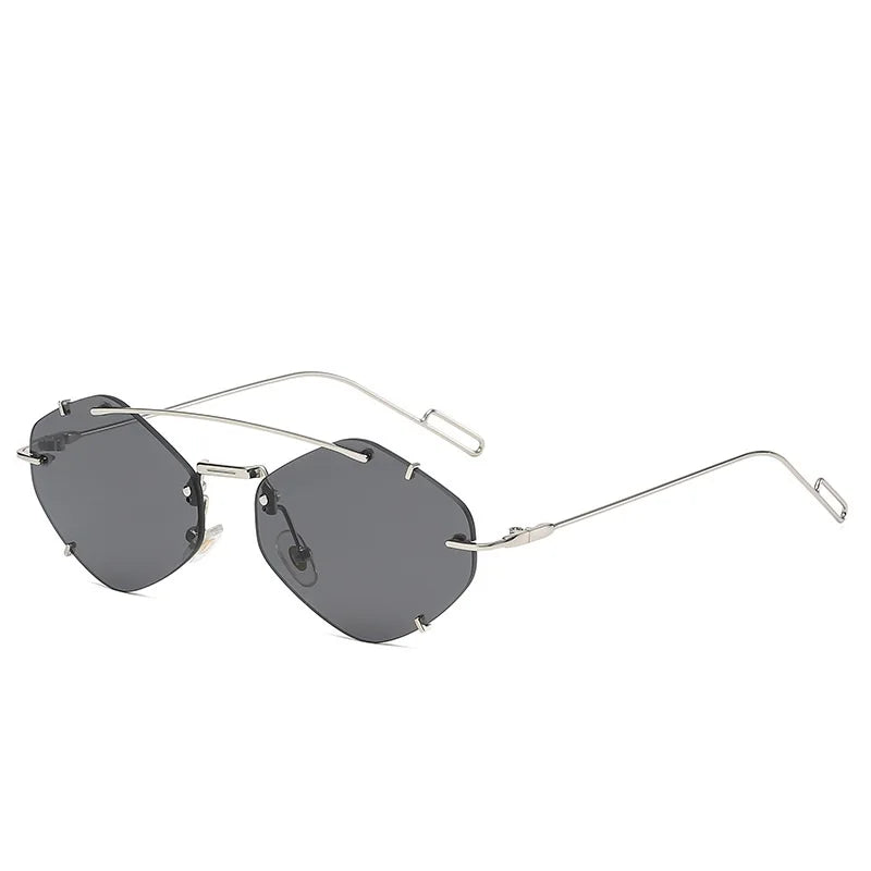 Randlose Diamant-Sonnenbrille Quadratisch Damen Herren Retro-Sonnenbrille Designerbrille UV400 Shades Oculos Weibliche Gafas