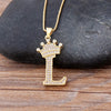Nidin New Luxury Copper Zircon A-Z Crown Alphabet Pendant Chain Necklace Hip-Hop Style Fashion Woman Man Initial Name Jewelry