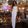 Damen Sexy Jumpsuit Brustwickel Frühling Sommer Mode Weiblich Elegant Weiß Empire Lässig Gerade Lange Jumpsuits