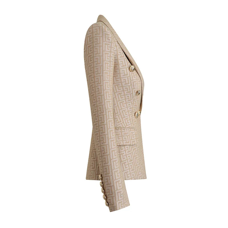 HarleyFashion 2024 Luxuriöse Frühlingskollektion Strukturiertes Muster Formelle Jacke Damen Blazer