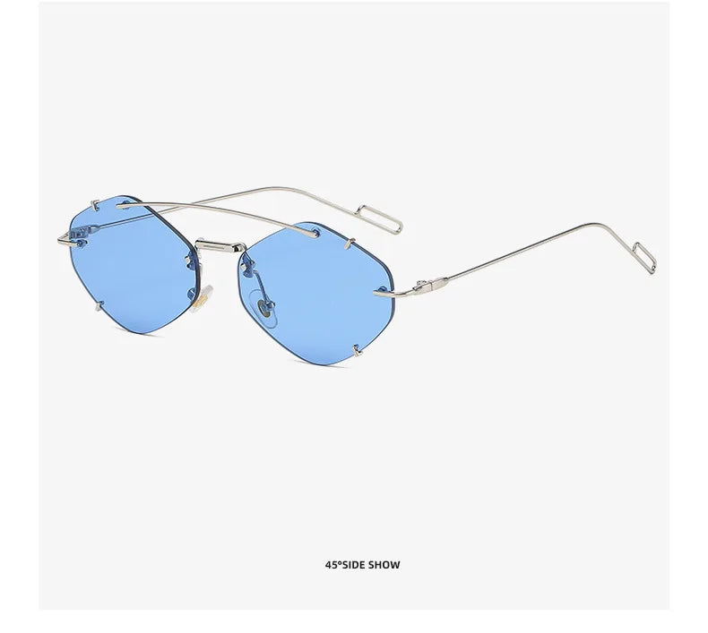 Randlose Diamant-Sonnenbrille Quadratisch Damen Herren Retro-Sonnenbrille Designerbrille UV400 Shades Oculos Weibliche Gafas
