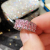 Huitan Fashion Eternity Promise Rings Women Colorful Cubic Zircon Stylish Female Accessories for Party Daily Wear Luxury Jewelry