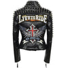 SX Occident Fashion women Club hot style Stud slim fit jacket shoulder rivets zip stitching short PU leather rock coat