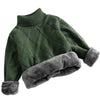 boys Plus velvet Warm turtleneck sweater Pullovers plush inside Thicken sweaters girls Winter Autumn Knitted Loose jacket 2-10Y