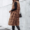 Autumn Winter Women Jacket Vest Solid Color Round Neck Faux Fur Coat Thick Crew Neck Outerwear Plush Jacket for Women