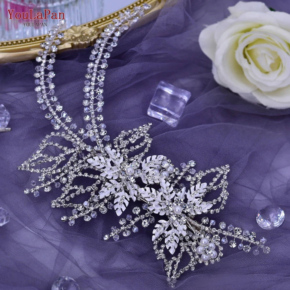 YouLaPan HP238 Bridal Crown Wedding Tiaras and Crown Bridal Tiara Luxury Hair Wedding Accessories Boho Wedding Headband Headwear