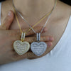 Auf Lager Iced Out Bling Damen Schmuck 5A Weißer Zirkonia Herzanhänger Halskette Mit Tennis Box Chain