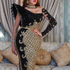 Customized Long Black Dresses Velvet Sequins Embroidered Chest Wrapped Puff Sleeve Dress Classy Ladies Spring Fall Party Celebri