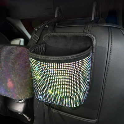 Luxus Diamant Strass Auto Aufbewahrungstasche Organizer Rücksitzhalter Mehrfachtaschen Rücksitz-Aufräumhilfe für Frauen