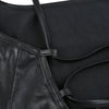 Women Sexy Suspender Mid-length Bodycon Dress Fashion Solid Color Leather Bandage Backless Skinny Split Dress For Female Mujer