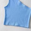 One Shoulder Cropped Tanks Top Women Summer Sleeveless Tanks Camis Sexy Oblique Collar Elastic Corset Slim Crop Tops Tube Lady