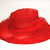 2021 Elegante Damenhüte mit breiter Krempe Sonnenhüte Kirche Hochzeits Derby Party Strand Blumen Mehrlagiger Organza Hut