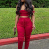 Two Piece Set for Women Two Piece Outfits Stacked Pants 2 Pieces Sets Women Crop Top Pants Stacked Leggings Outfits for Female