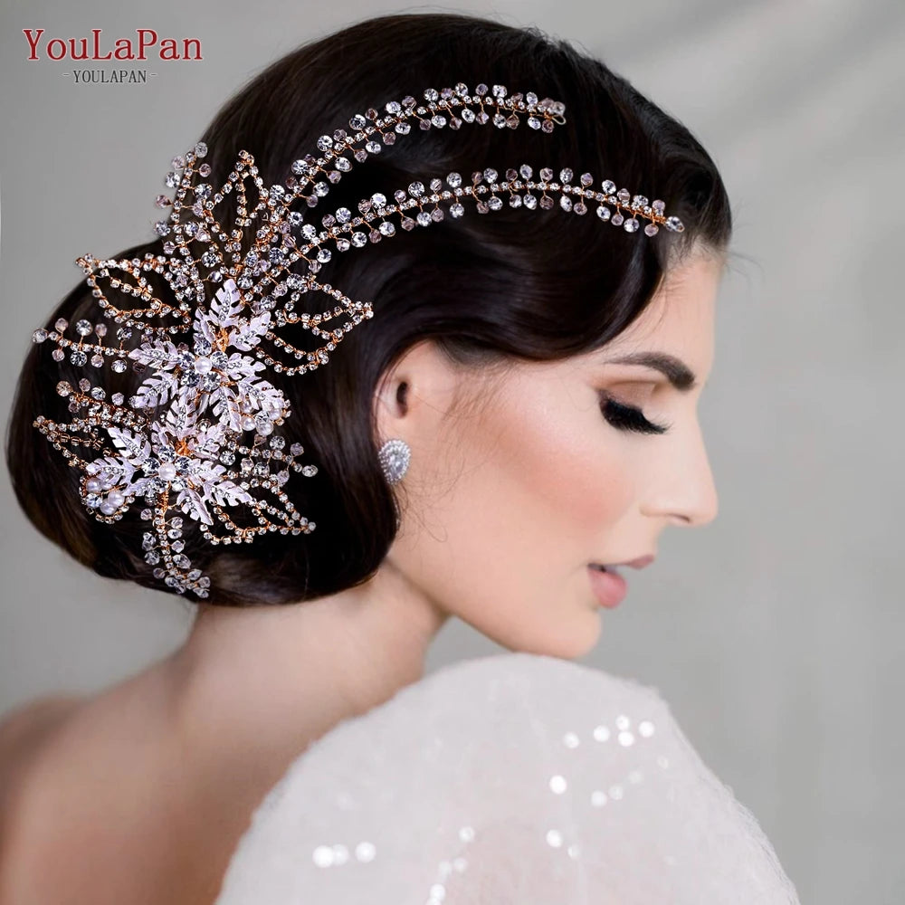 YouLaPan HP238 Bridal Crown Wedding Tiaras and Crown Bridal Tiara Luxury Hair Wedding Accessories Boho Wedding Headband Headwear
