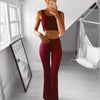 Womens Solid Color High Waist Flare Pants Ladies Trousers Bell Bottom Long Pants Black/White/Blue/Khaki/Burgundy