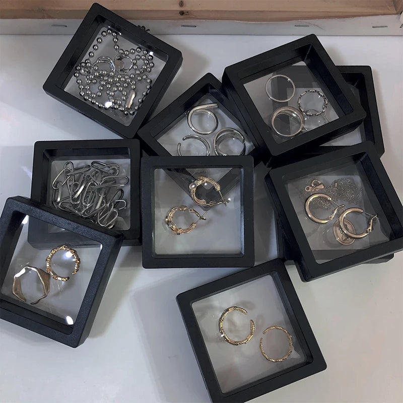 10PCS Plastic 3D Floating Jewelry Display Stands Clear Necklace Bracelet Holder for Gift Shop Storage Organizer Box Wholesale