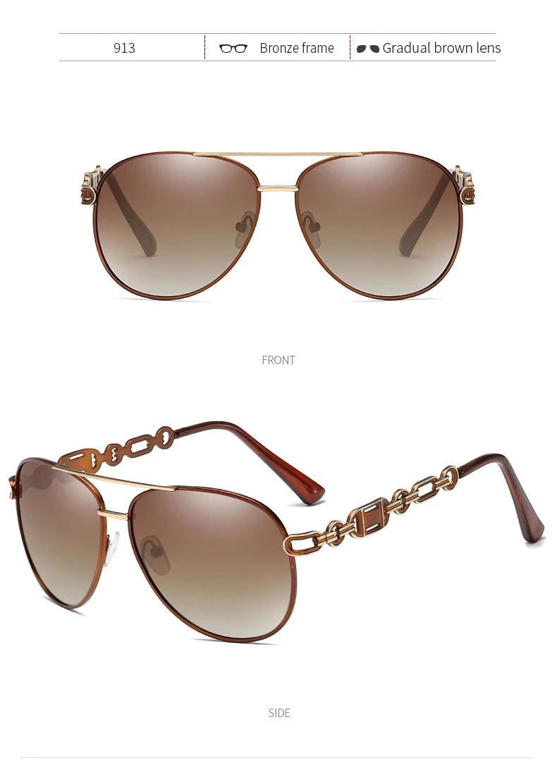Hochwertige Damen Piloten Polarisierte Sonnenbrille Vintage Metall Hohl Fahrende Sonnenbrille UV400 Brille Gafas De Sol Mujer