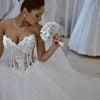 Customized Sweetheart Wedding Dresses Corset Bodice Sheer Bridal Ball Crystal Pearls Beads Rhinestones Tulle Wedding Bridal Gown