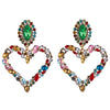 KMVEXO New Shiny Crystal Rhinestone Heart Pendant Dangle Earrings 2023 For Women Jewelry Fashion Statement Earrings Accessories