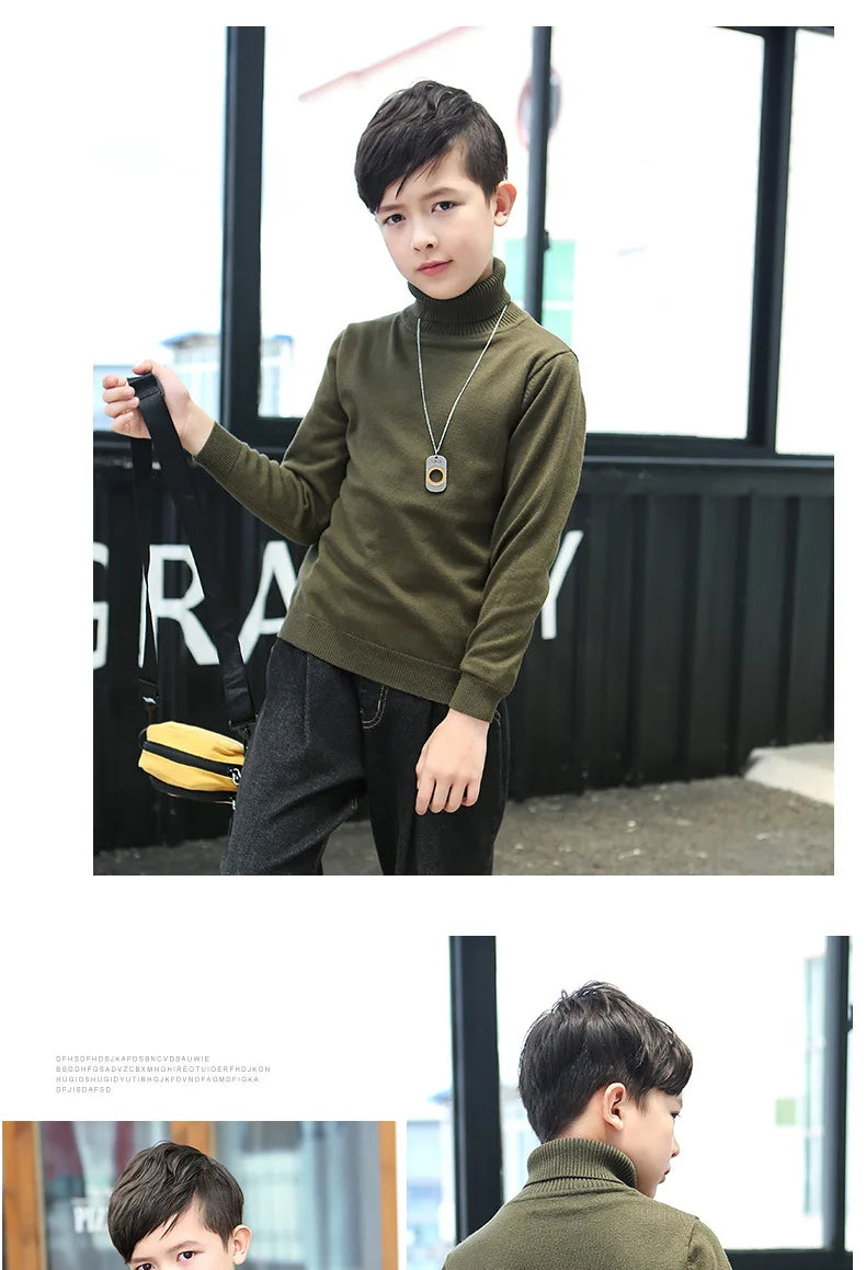 boys Plus velvet Warm turtleneck sweater Pullovers plush inside Thicken sweaters girls Winter Autumn Knitted Loose jacket 2-10Y