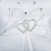 Weißes Doppeltes Herz Strass Ringkissen Hochzeit Ringträger Kissen 10*10cm