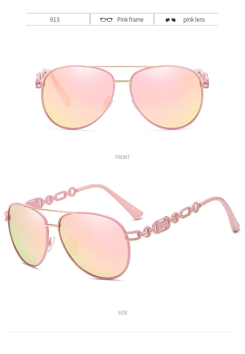 Hochwertige Damen Piloten Polarisierte Sonnenbrille Vintage Metall Hohl Fahrende Sonnenbrille UV400 Brille Gafas De Sol Mujer