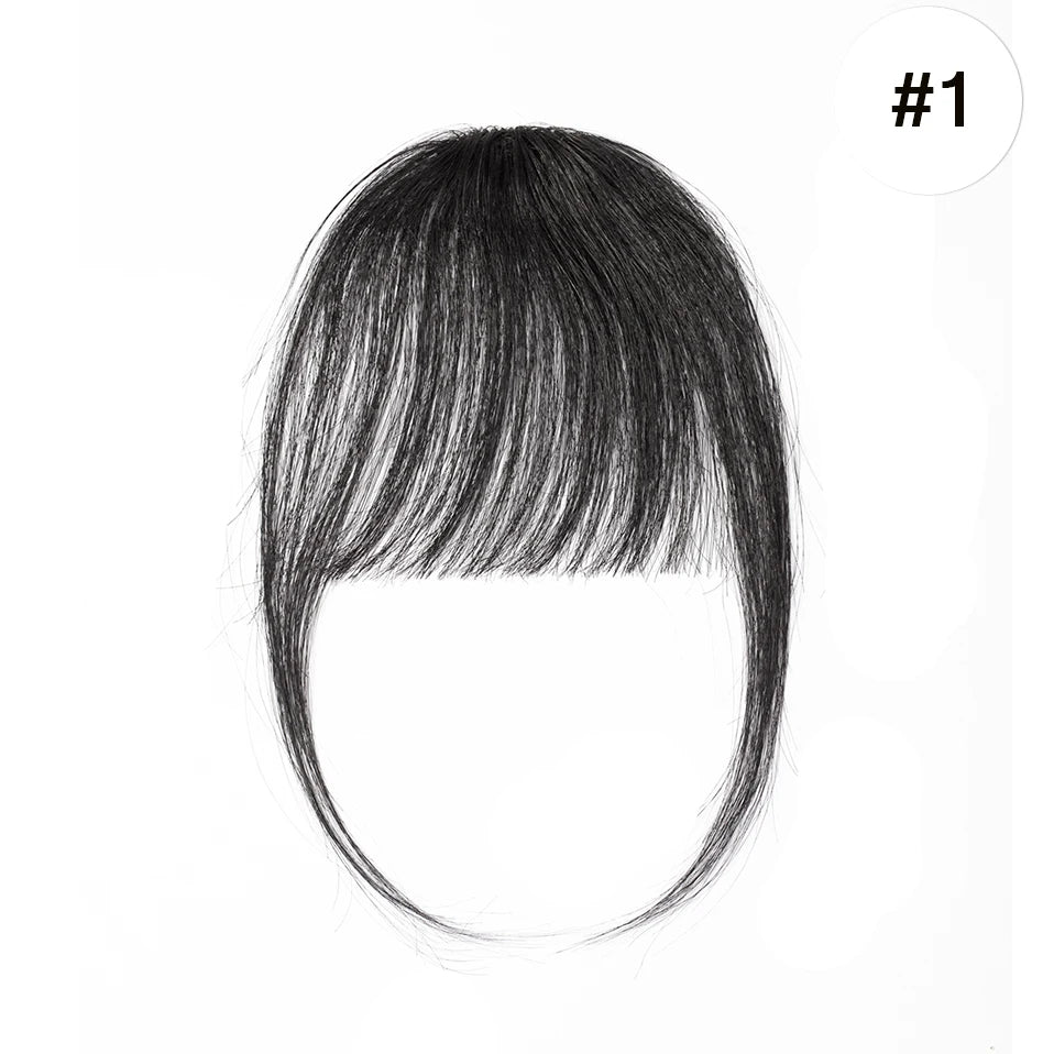 S-noilite 3g Air Bangs Perücke Menschliches Haar Natürliches Schwarzbraun Dünnes Unsichtbares Falsches Haarteil Clip-In Pony Echthaarverlängerung für Frauen