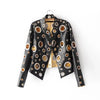 Lautaro Runway Cut Out Short Faux Leather Jacket Golden Rivet Cool Stylish Designer Clothes Women European American Fashion 2022