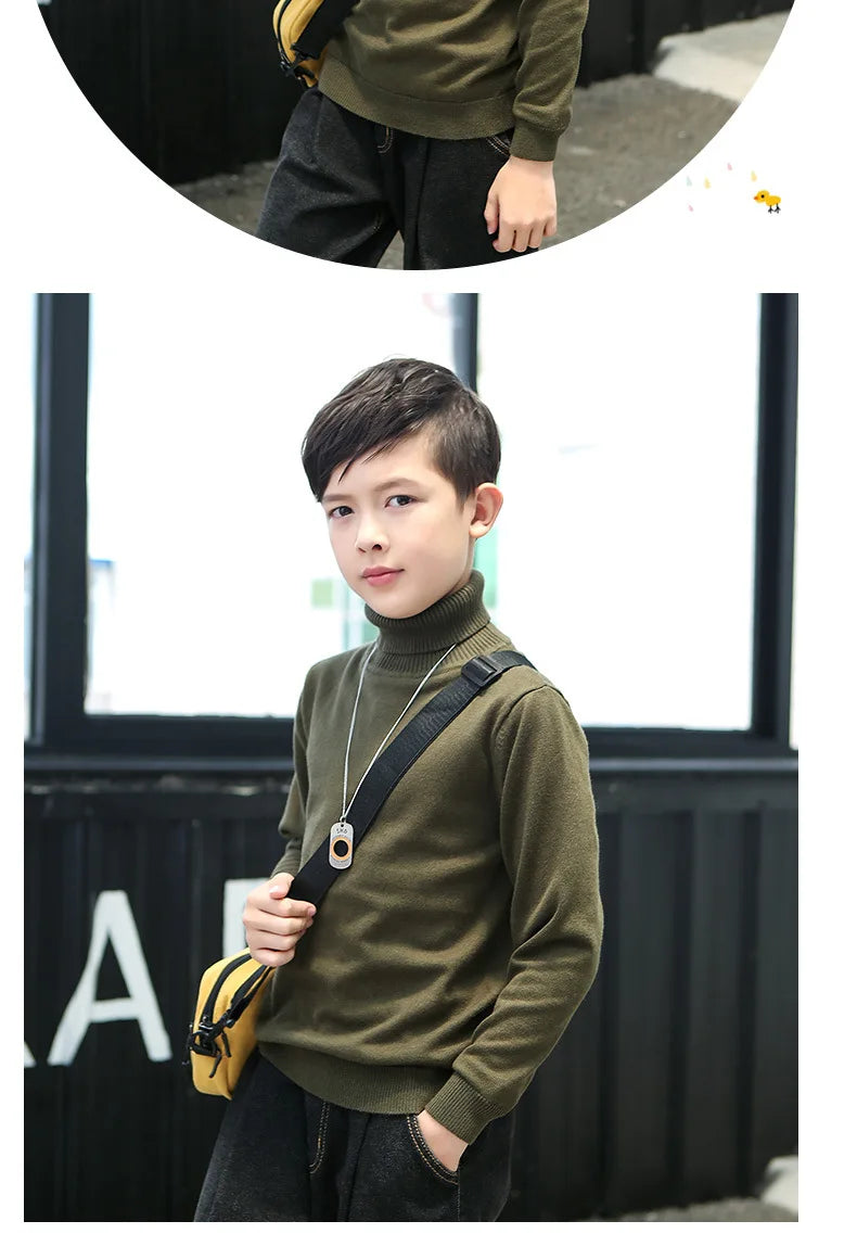 boys Plus velvet Warm turtleneck sweater Pullovers plush inside Thicken sweaters girls Winter Autumn Knitted Loose jacket 2-10Y