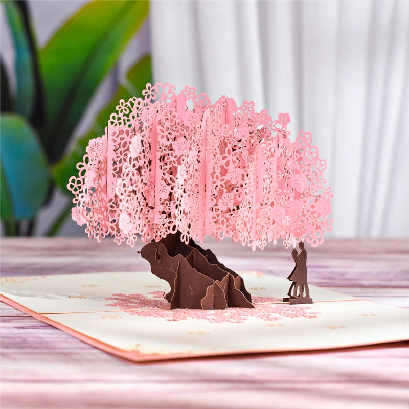 Valentinstag Geschenk 3D Pop Up Karte Jahrestag Hochzeit Geburtstag für Ehefrau Ehemann Grußkarten mit Umschlag und Notizkarte