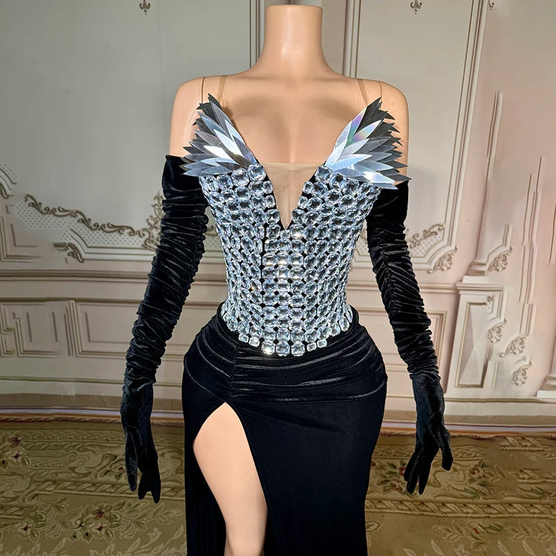 Novance Y4065 Elegantes Abendkleid 2024 mit Handschuhen Damenbekleidung Sexy Club für Party Trägerlose Kleidung Luxus
