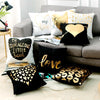 Liebe Schwarz-Weiß-Bräunungs-Kissen Zierkissen Goldfolie Geometrischer Kissenbezug Wohnkultur Sofa Wurfkissen 17*17 Zoll