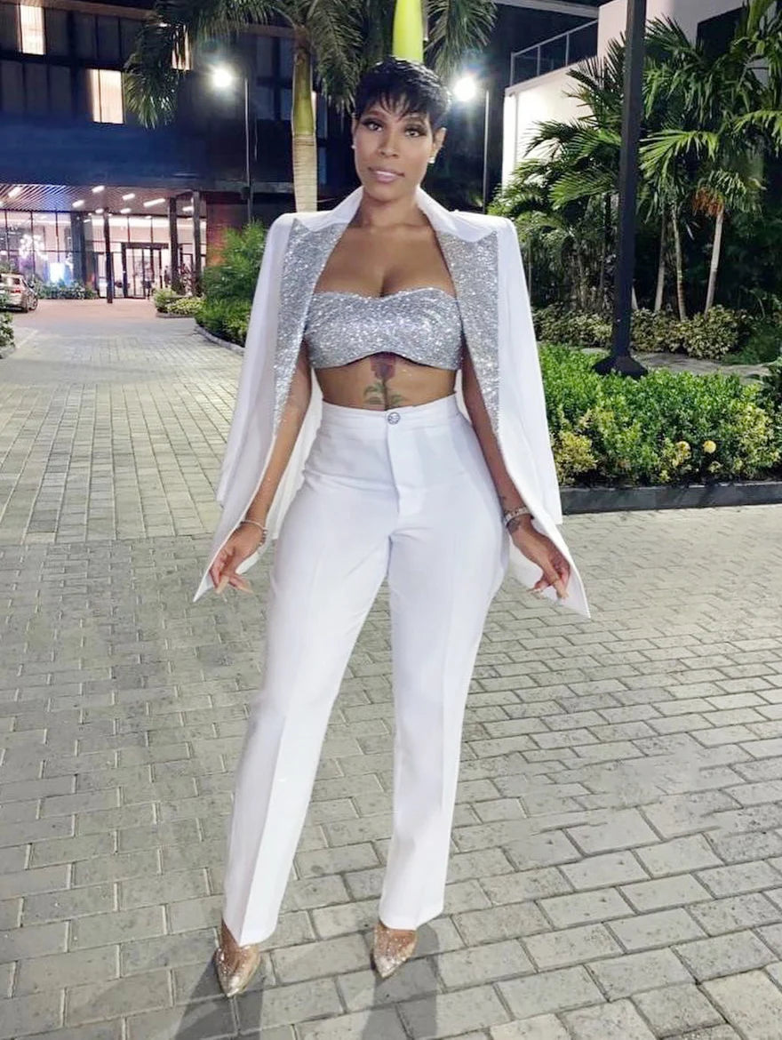 White Silver Customized Suits For Wedding Sequins Mother of the Bride Pants Suit Evening Party Tuxedos Formal Wear 2 Pieces