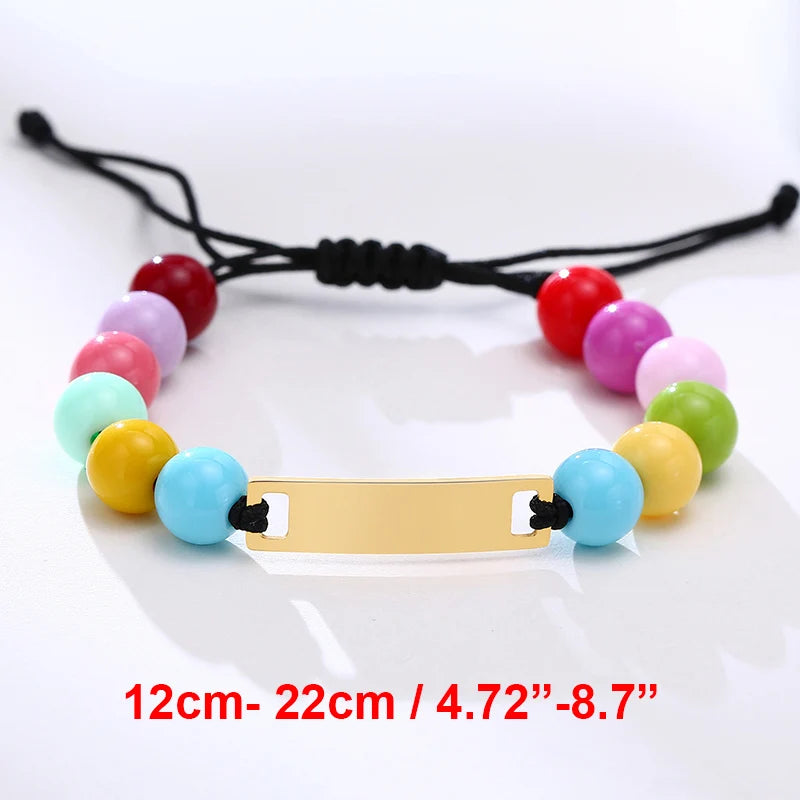 Vnox Personalize Mom Daughter Son Name Bracelets Non Allergy Stainless Steel Baptism Custom Love Baby Gifts Adjustable Jewelry