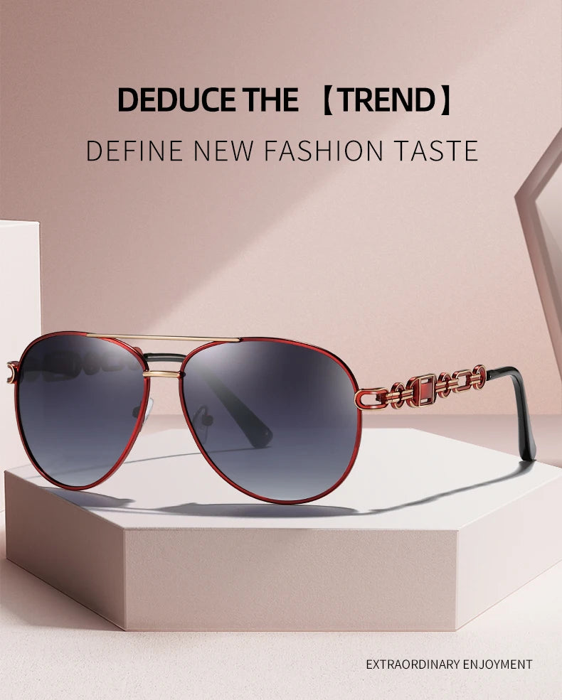 Hochwertige Damen Piloten Polarisierte Sonnenbrille Vintage Metall Hohl Fahrende Sonnenbrille UV400 Brille Gafas De Sol Mujer