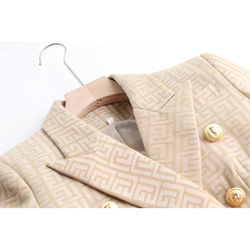 HarleyFashion 2024 Luxuriöse Frühlingskollektion Strukturiertes Muster Formelle Jacke Damen Blazer