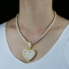 Auf Lager Iced Out Bling Damen Schmuck 5A Weißer Zirkonia Herzanhänger Halskette Mit Tennis Box Chain