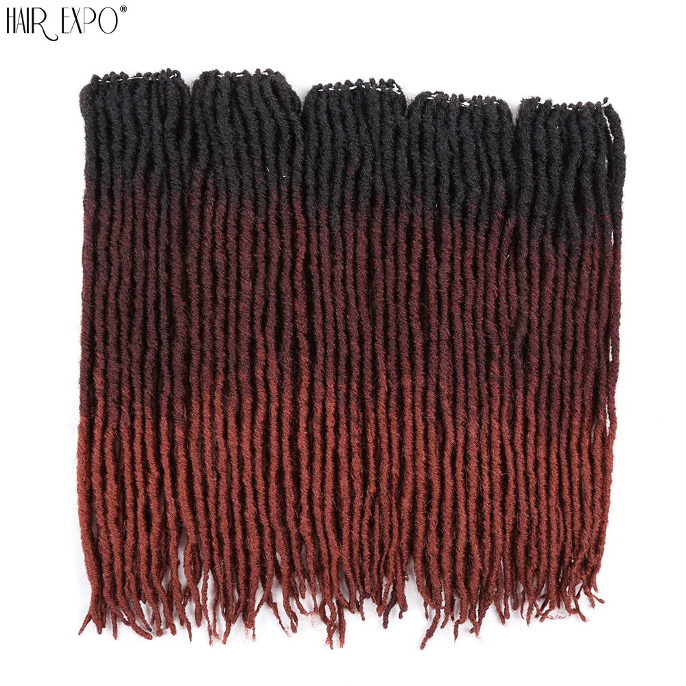 18"Synthetic Faux Locs Crochet Braids Hair Knotless Dreadlocks Straight Gypsy Locs Hair Ombre Braiding Hair Extensions For Women