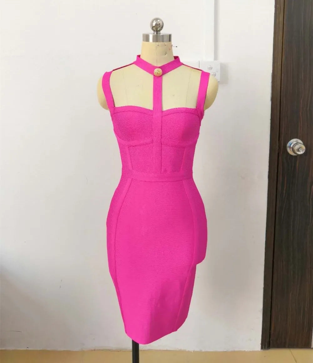 Neu eingetroffen Sommerstil sexy Cut-Out-Kleid mit Knöpfen und elastischem Verband, Designer-Abendpartykleid für Prominente 2022, Vestidos
