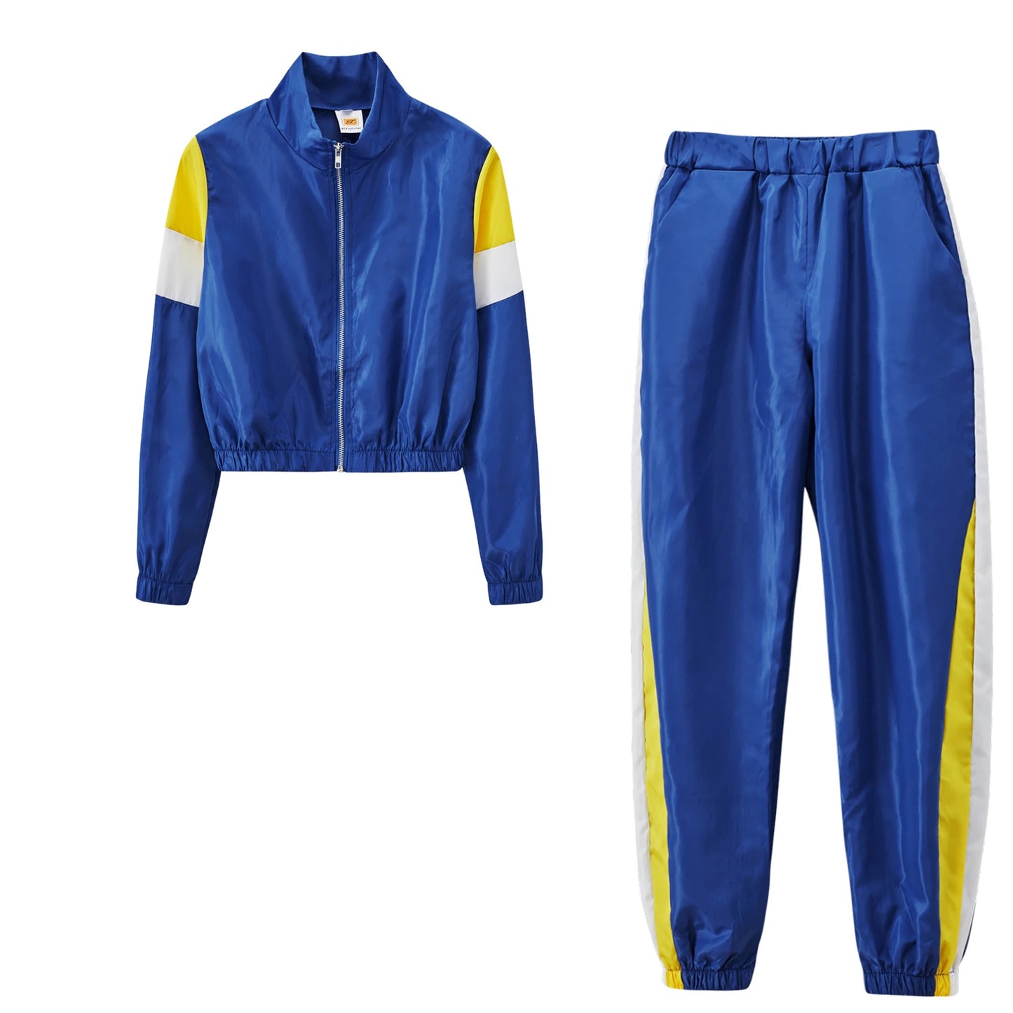 2024 Women's Fashion Color Collision Casual Suit, Splicing Sports Two-piece Set