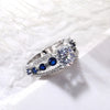 Huitan Special-interest Wedding Rings Women Blue/White Round CZ Novel Designed Female Party Ring Temperament Gift Trendy Jewelry