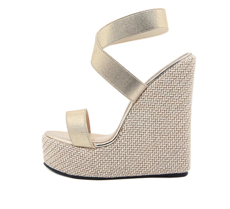 Eilyken Super High Peep Toe Gladiatoren-Wedges Sandalen Damen Bedeckte Ferse Plateau Mode Sommerschuhe Größe 35-42