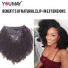 4B 4C Afro Kinky Curly Clip-In Echthaar-Extensions 100 % mongolisches unbehandeltes Haar Echtes menschliches Naturhaar Schwarz Clip-Ins Afro-Bündel YouMay