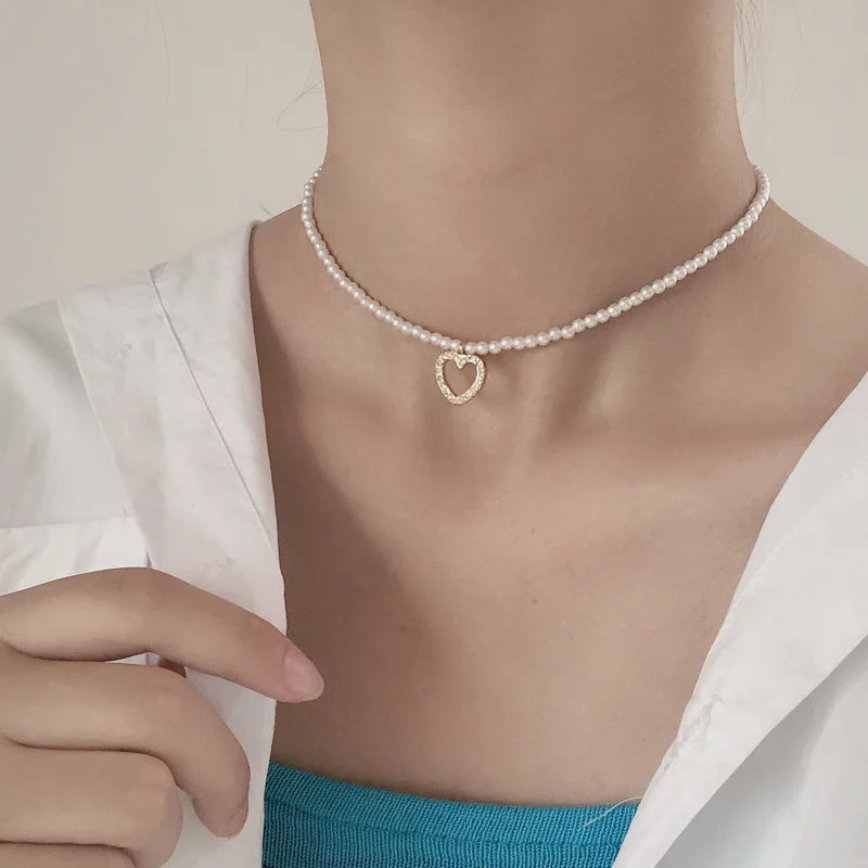 YWZIXLN 2021 Trend Elegant Jewelry Wedding Big Pearl Necklace For Women Fashion White Imitation Pearl Choker Necklace N0179