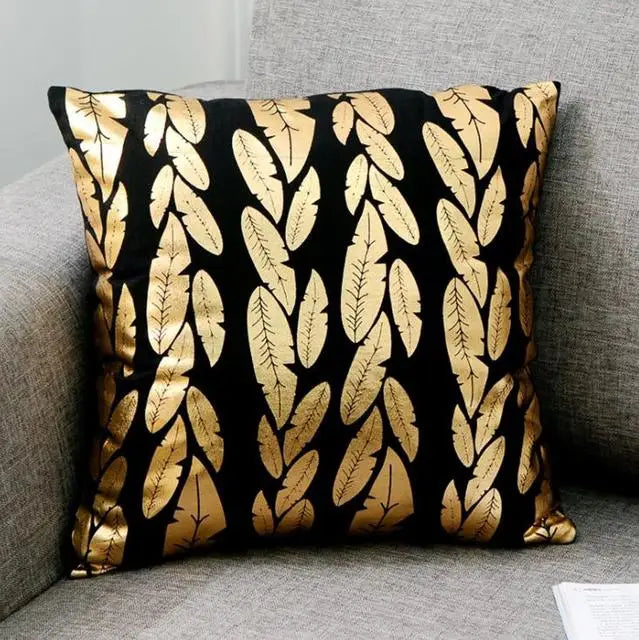 Liebe Schwarz-Weiß-Bräunungs-Kissen Zierkissen Goldfolie Geometrischer Kissenbezug Wohnkultur Sofa Wurfkissen 17*17 Zoll