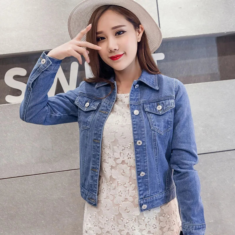 New Long Sleeve winter Slim White Black Jeans Top For Women Solid Denim Jacket Women Short Overcoat Ladies Jackets Tops